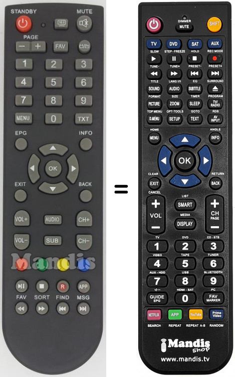 Télécommande équivalente REMCON1475