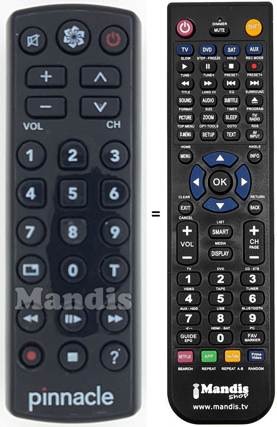 Télécommande équivalente REMCON1597