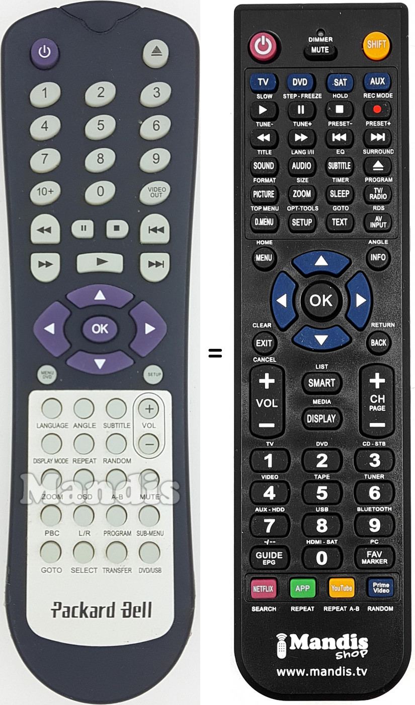 Télécommande équivalente REMCON1605