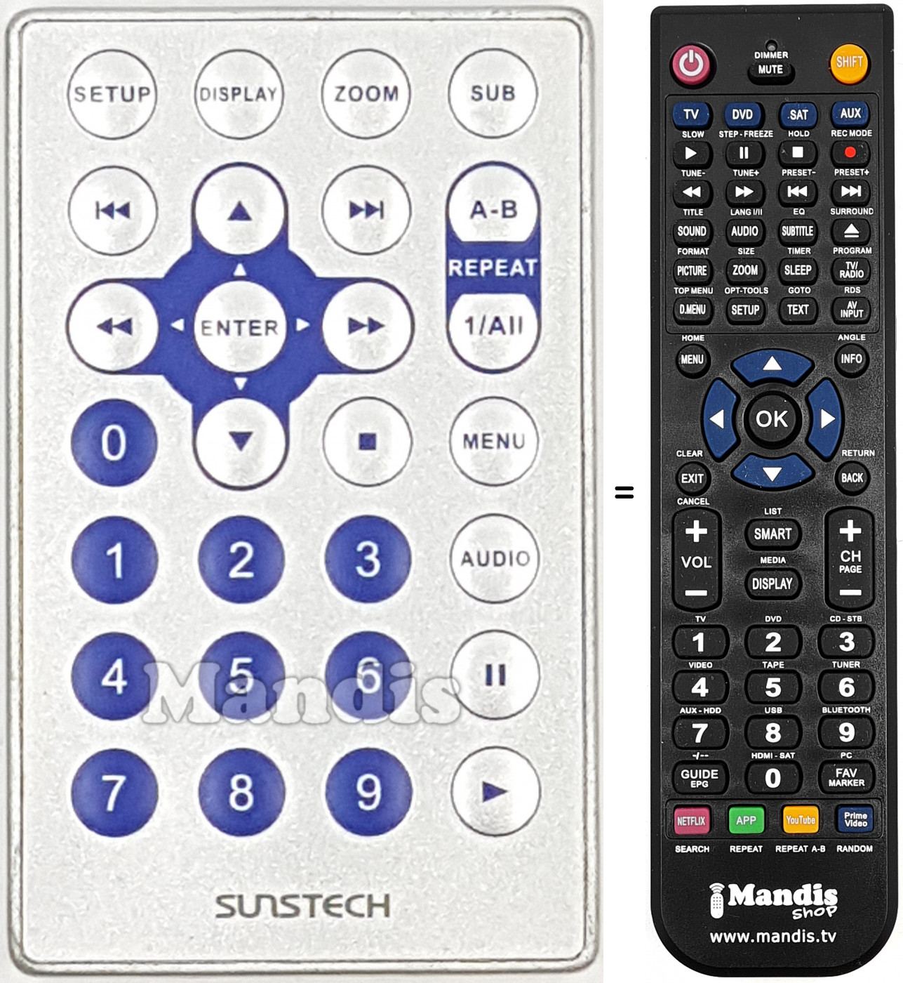 Télécommande équivalente REMCON1674