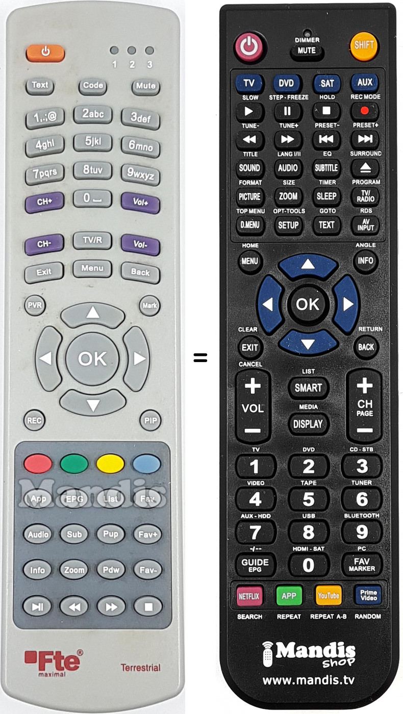 Télécommande équivalente REMCON1677