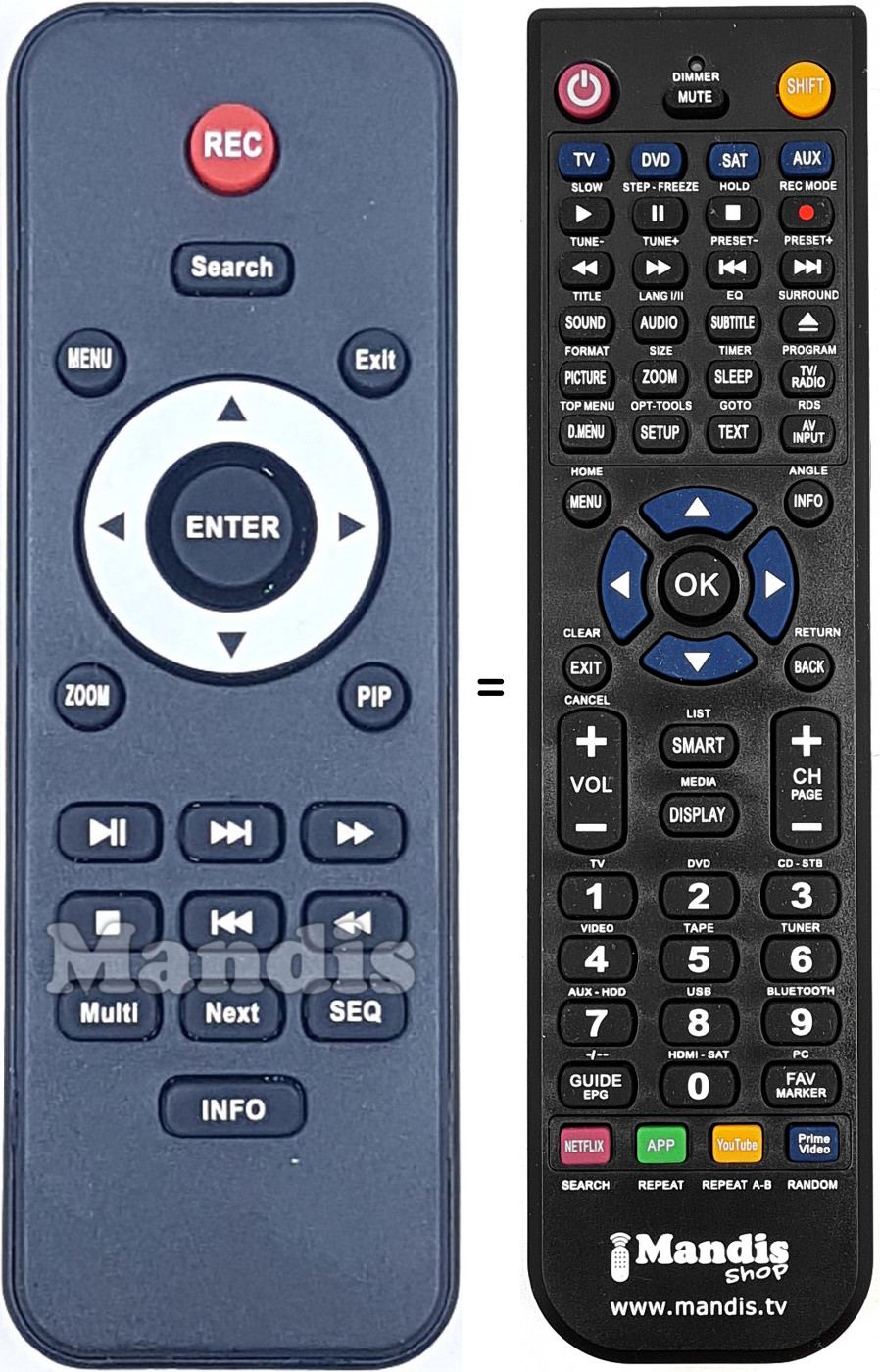 Télécommande équivalente REMCON1829