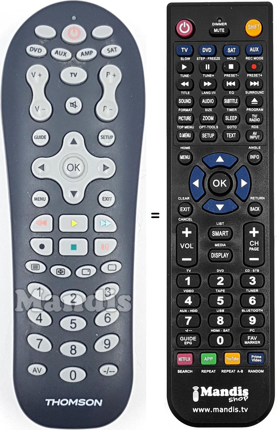Télécommande équivalente REMCON1845
