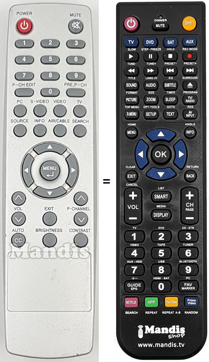 Télécommande équivalente REMCON1869