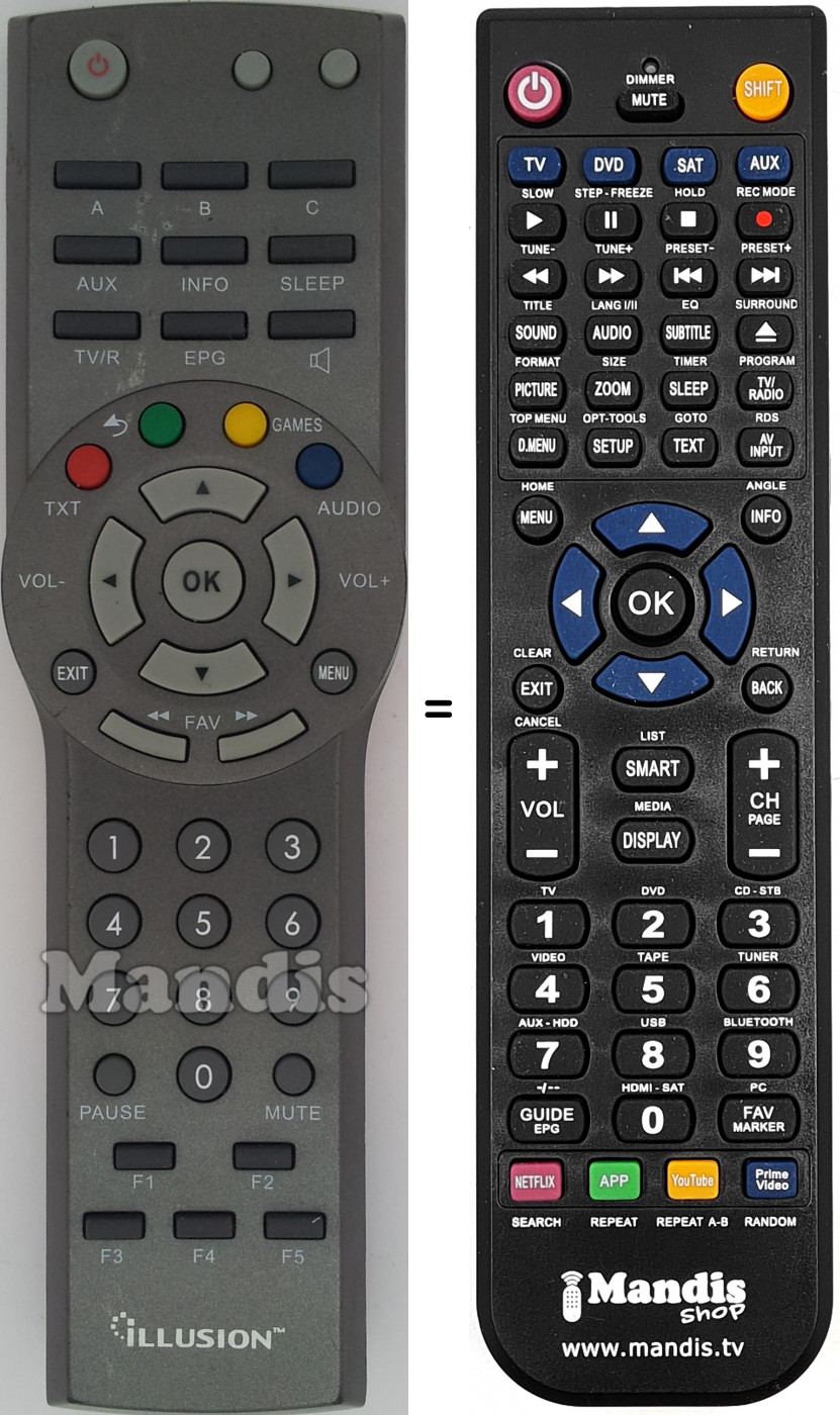 T&eacute;l&eacute;commande &eacute;quivalente Illusion REMCON1147