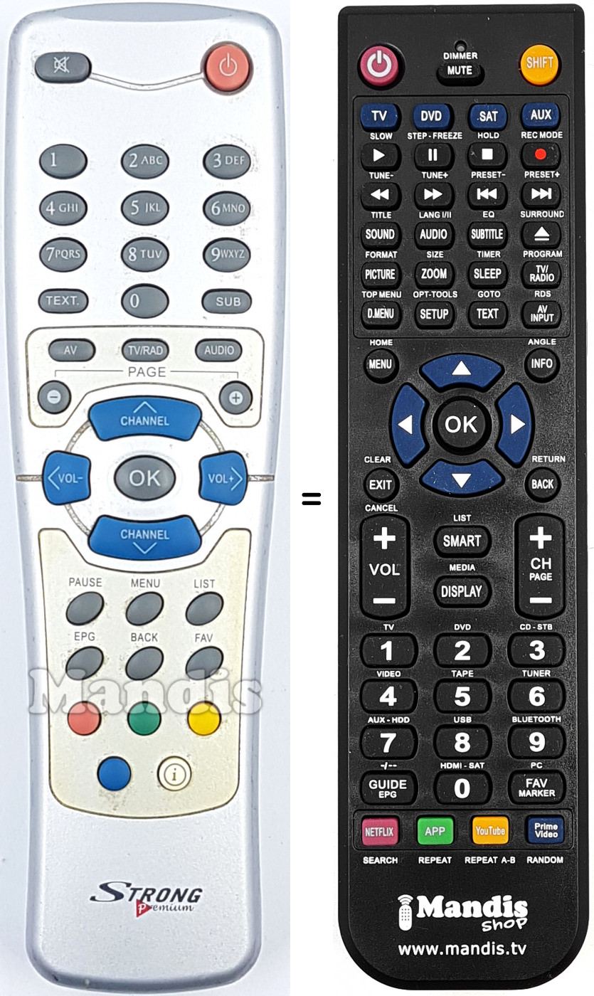 Télécommande équivalente Strong REMCON1392