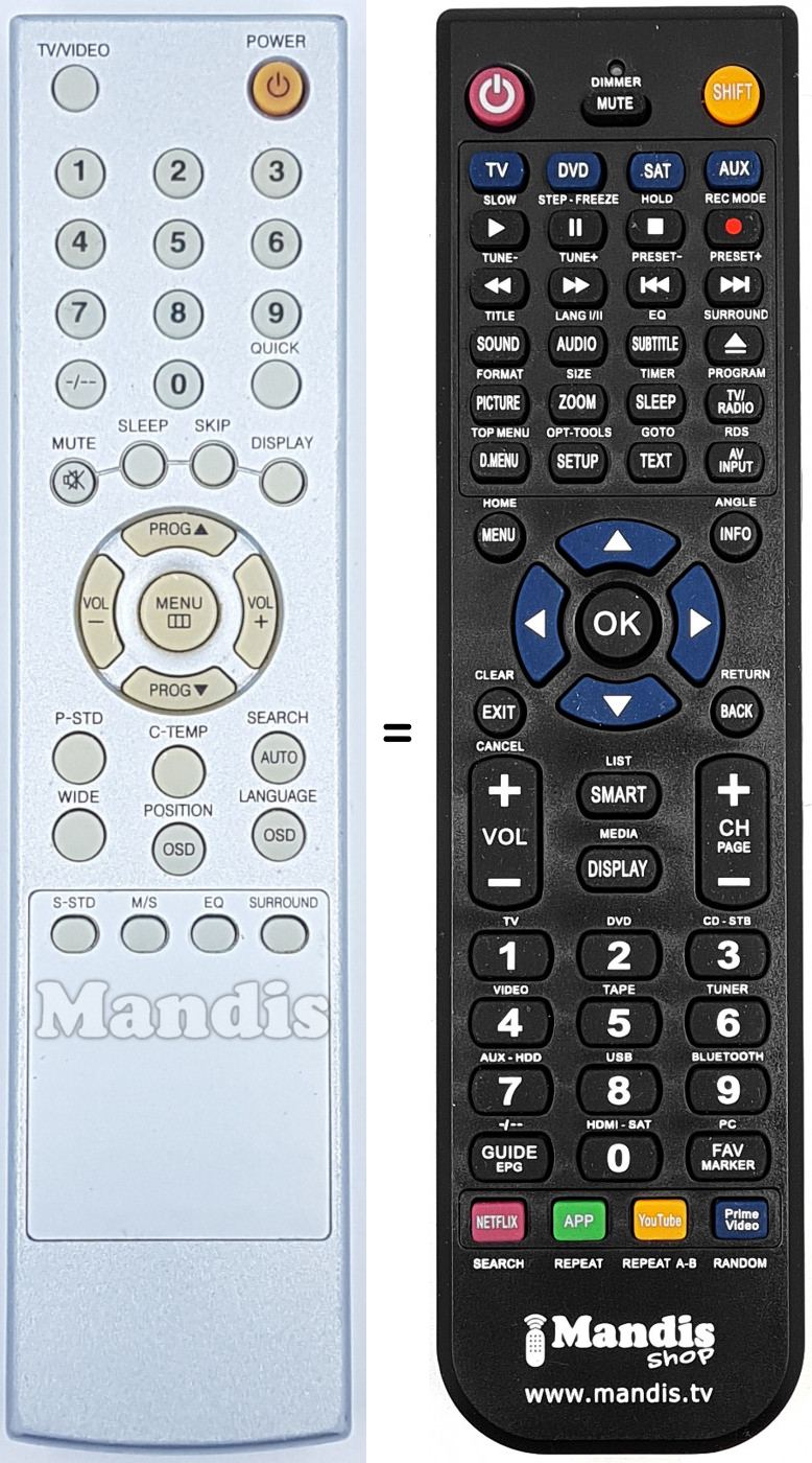 Télécommande équivalente REMCON1550