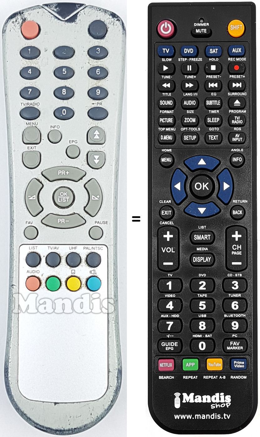 Télécommande équivalente REMCON1692