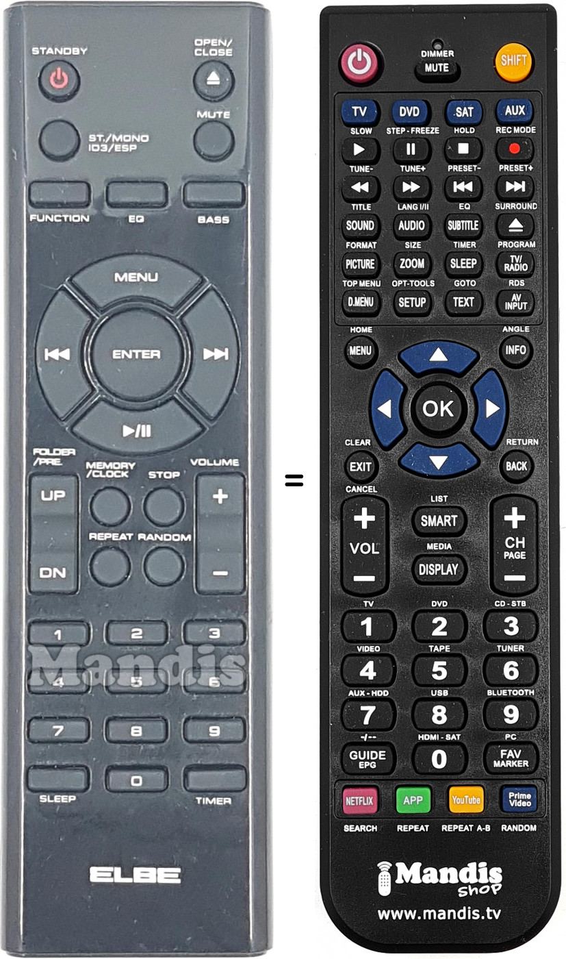 Télécommande équivalente REMCON1804