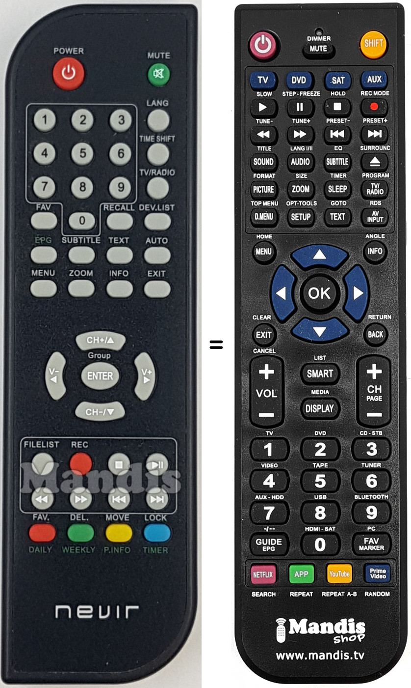 T&eacute;l&eacute;commande &eacute;quivalente REMCON2067