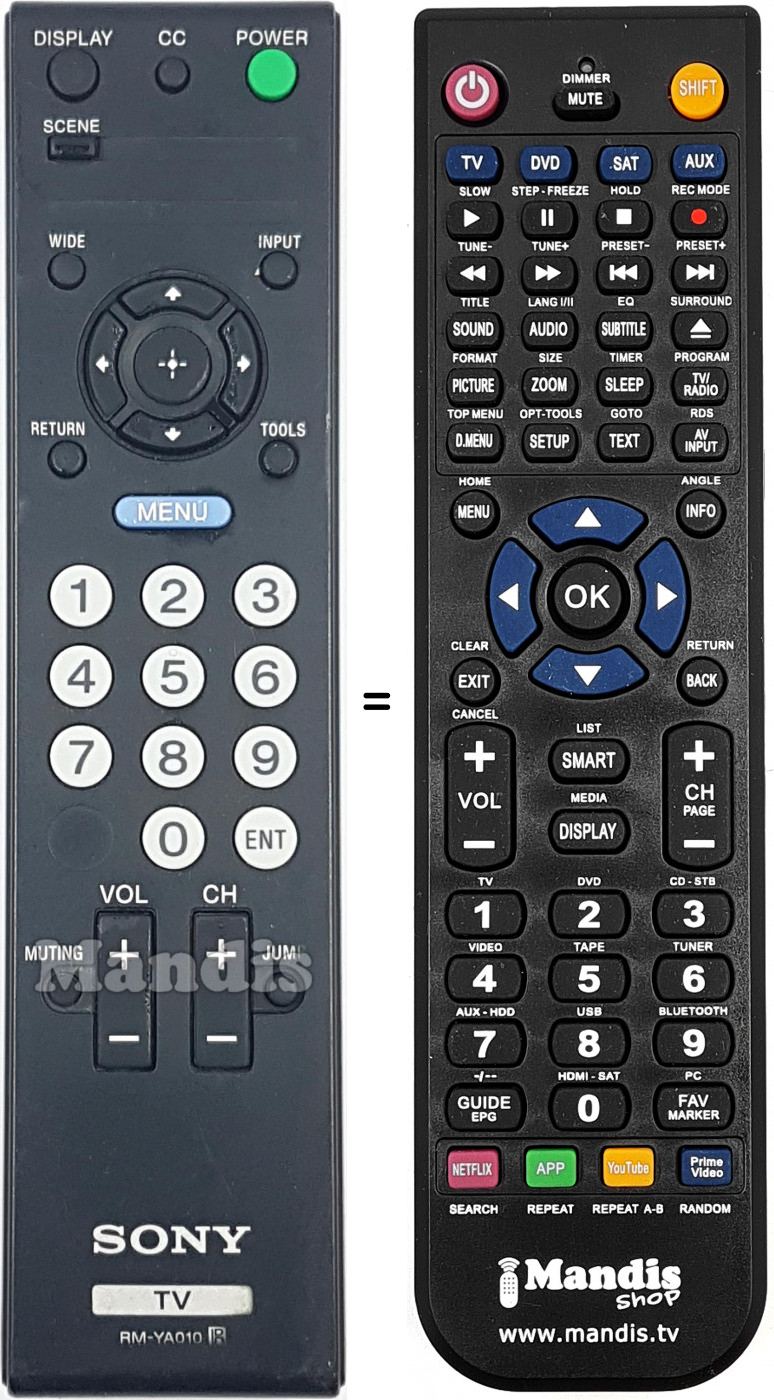Télécommande équivalente RM-YA010