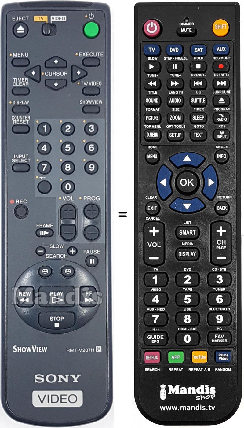 Télécommande équivalente RMT-V207H