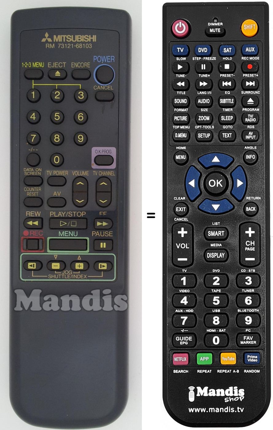 T&eacute;l&eacute;commande &eacute;quivalente RM73121-68103