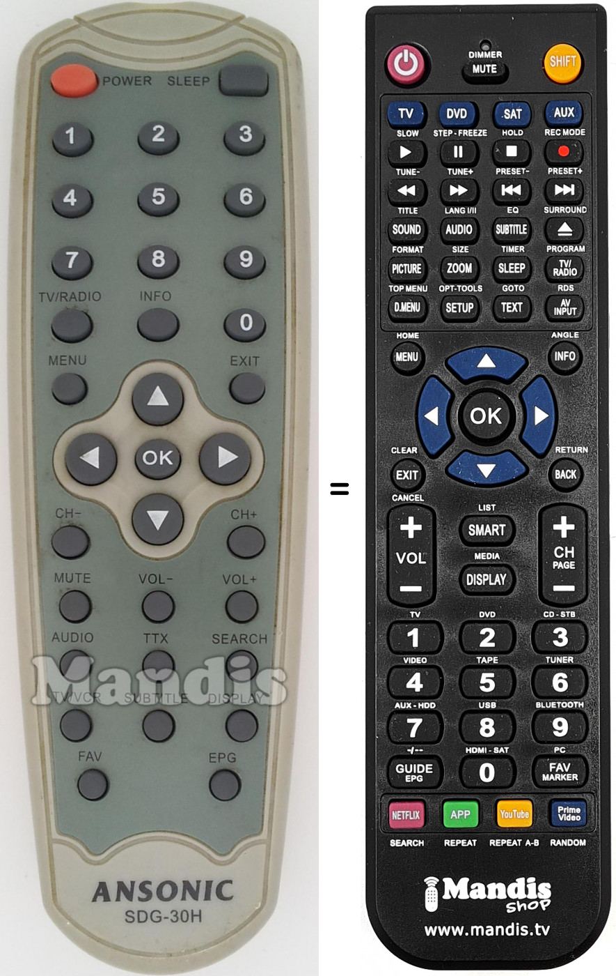 Télécommande équivalente SDG-30H