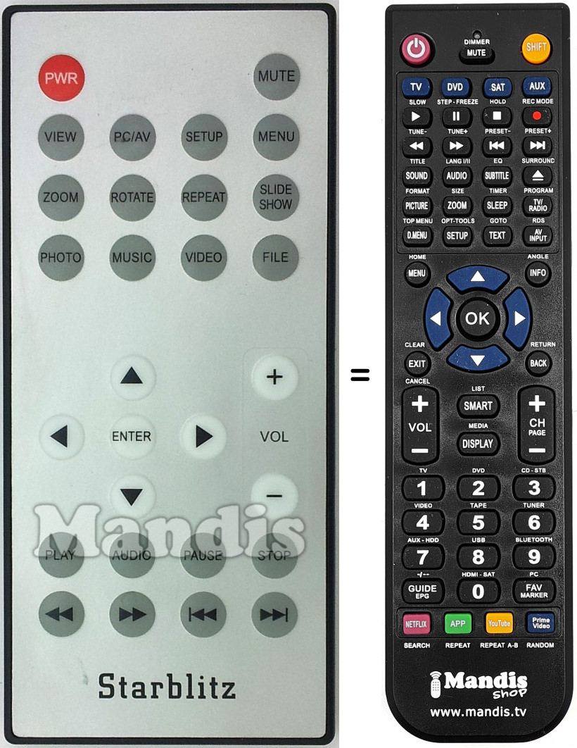 T&eacute;l&eacute;commande &eacute;quivalente STAR001