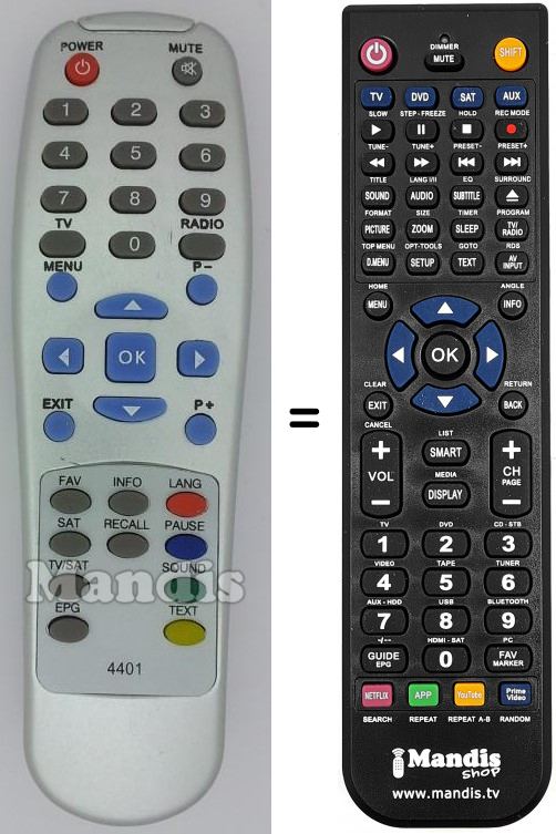 Télécommande équivalente Beko 4401