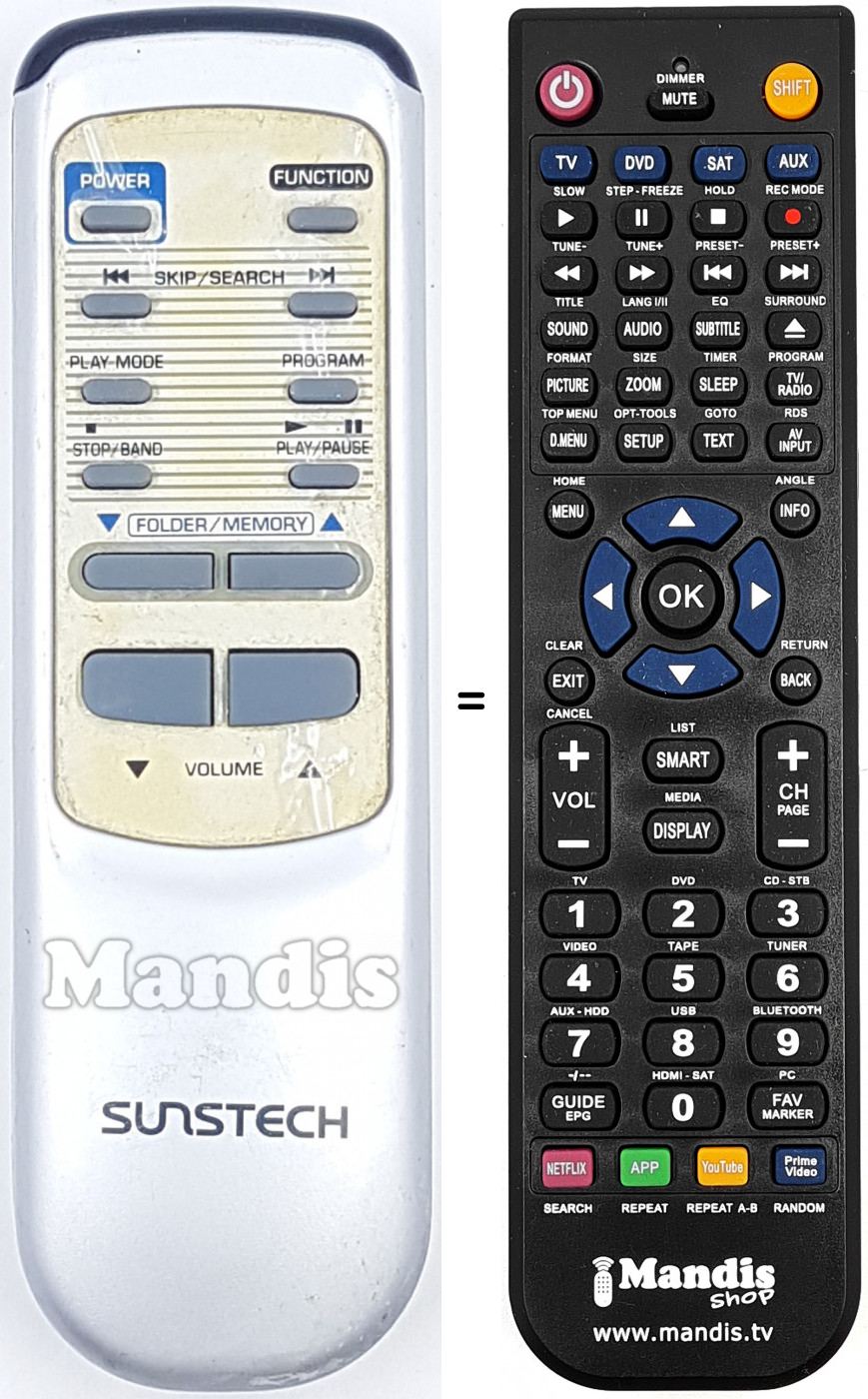 Télécommande équivalente SUN009