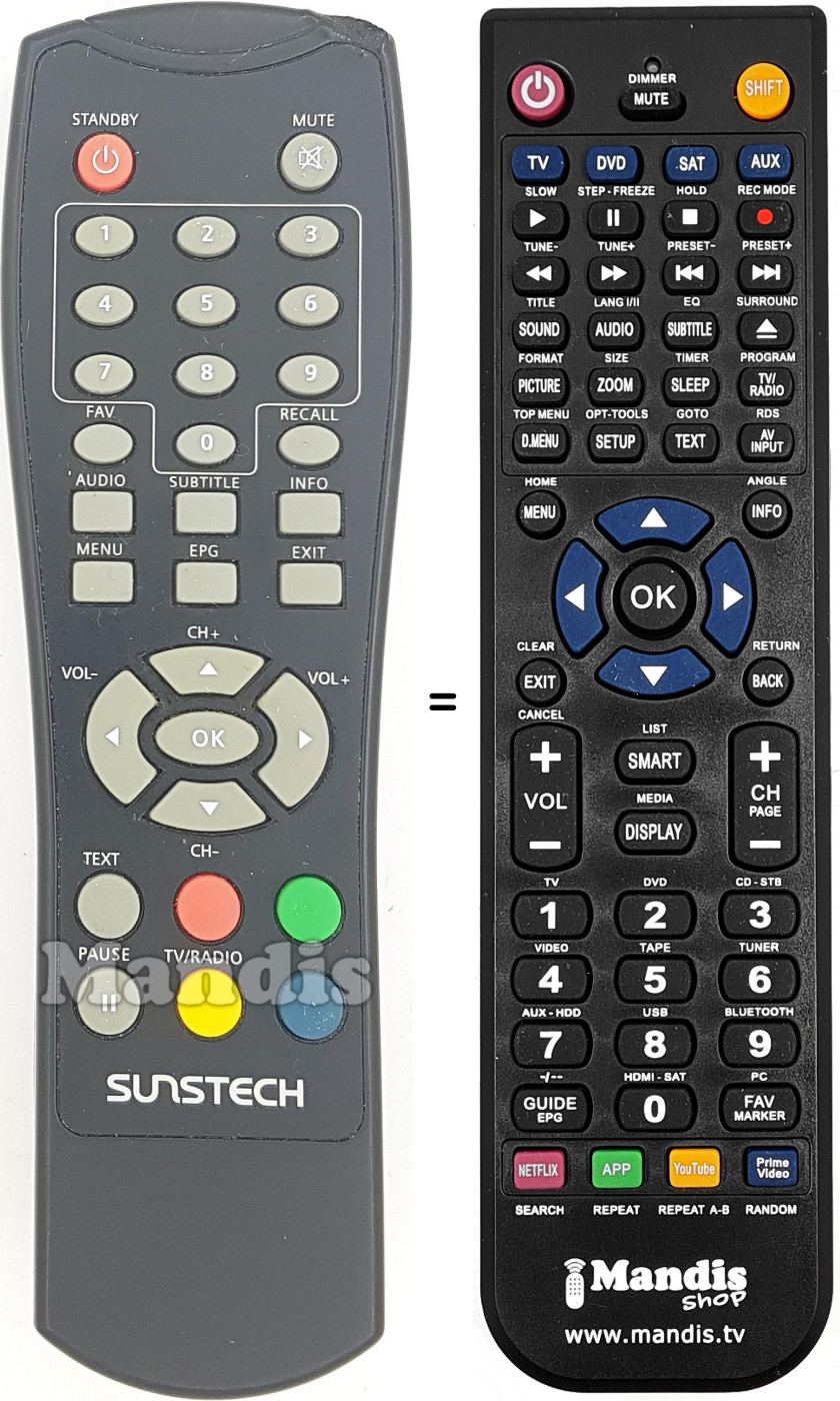 Télécommande équivalente SUN007