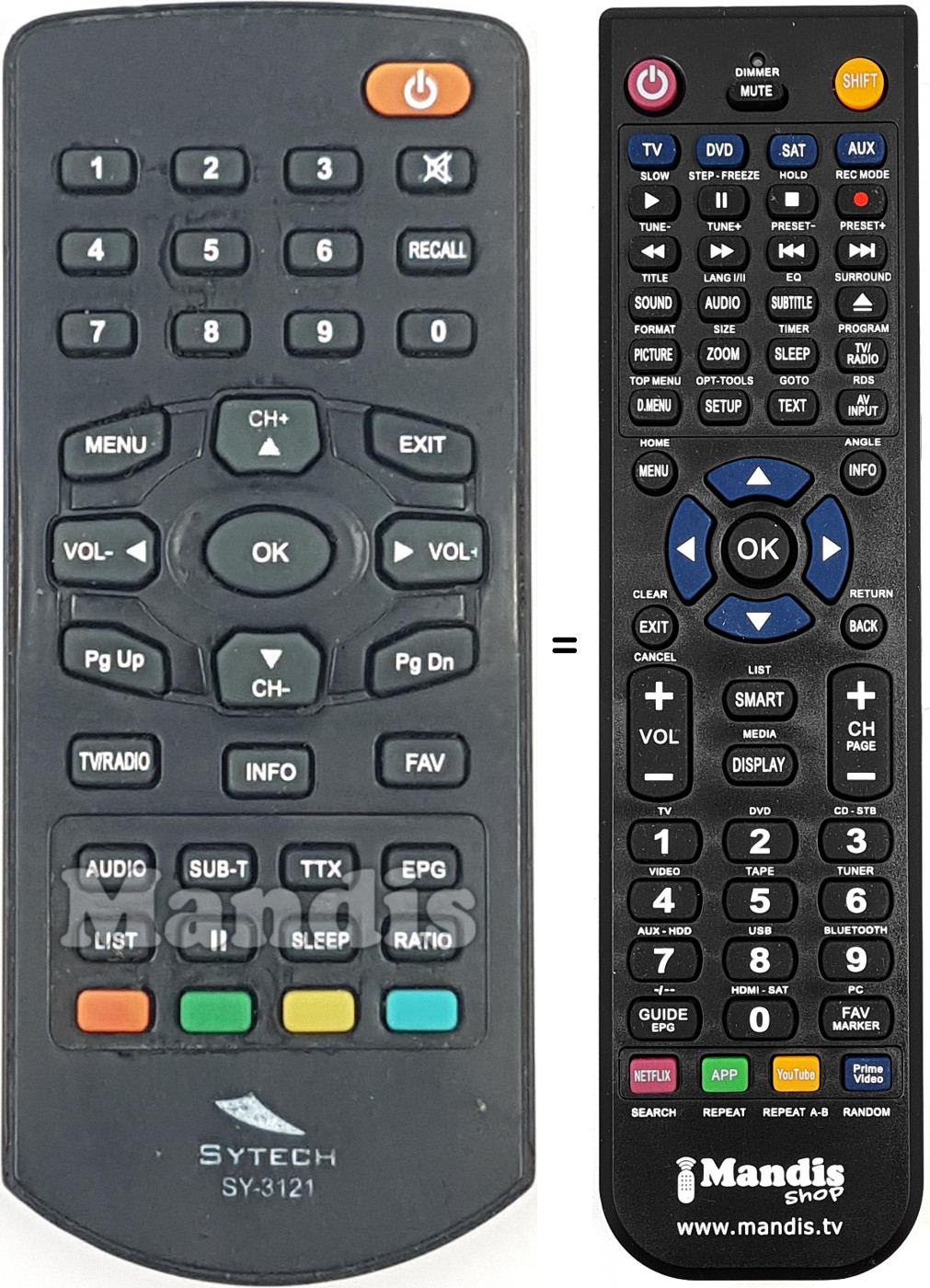 T&eacute;l&eacute;commande &eacute;quivalente SYTECH SY-3121