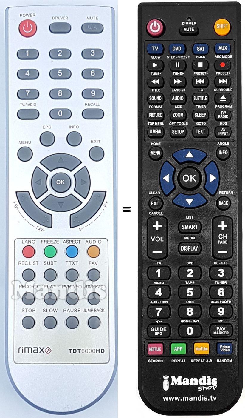 Télécommande équivalente TDT6000HD