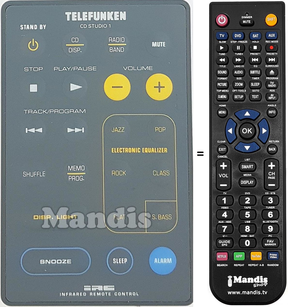 Télécommande équivalente TELEFUNKEN002