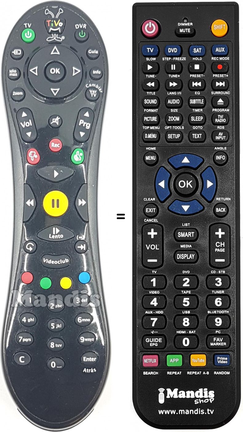 T&eacute;l&eacute;commande &eacute;quivalente TIVO001