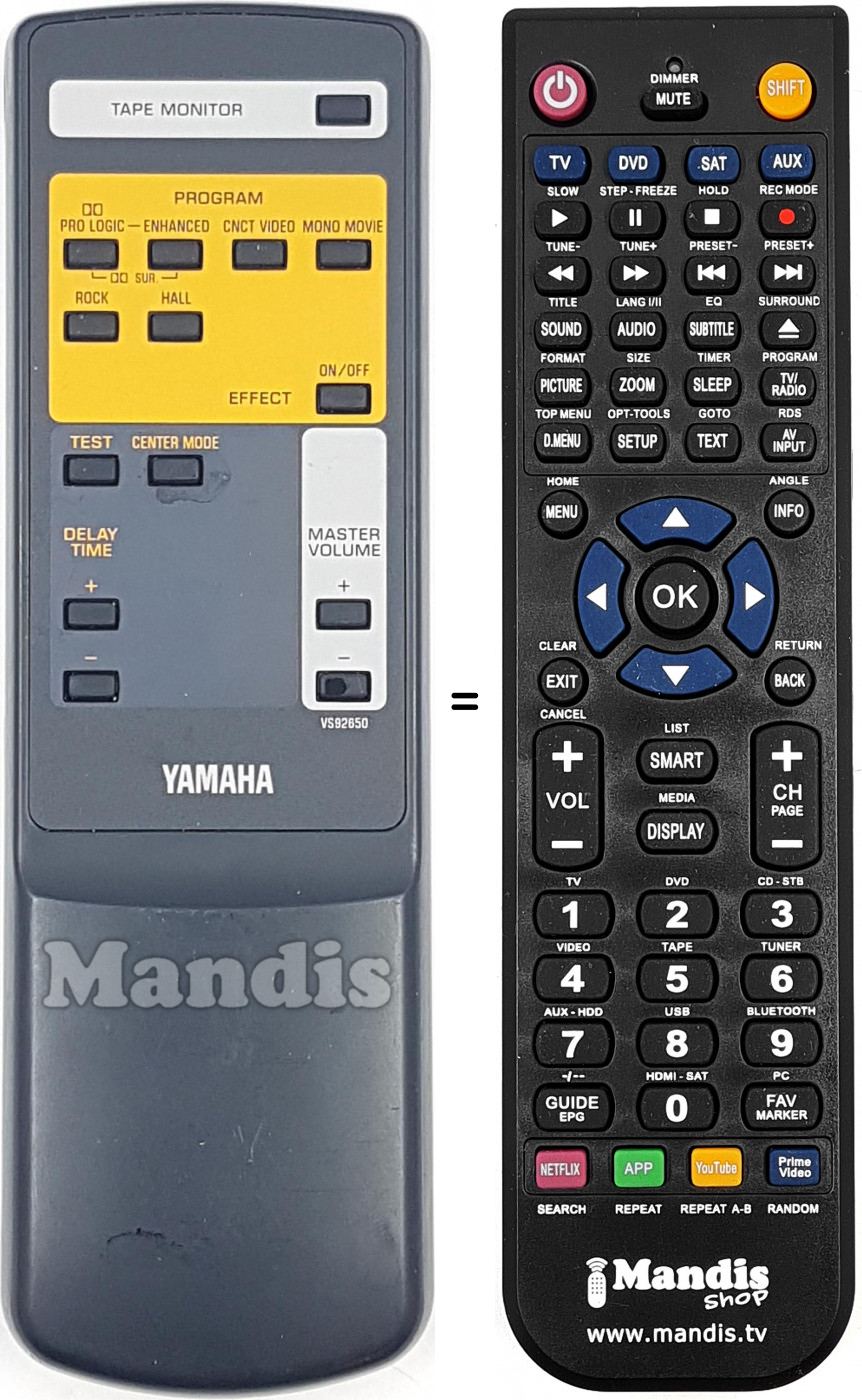 Télécommande équivalente Yamaha VS926500