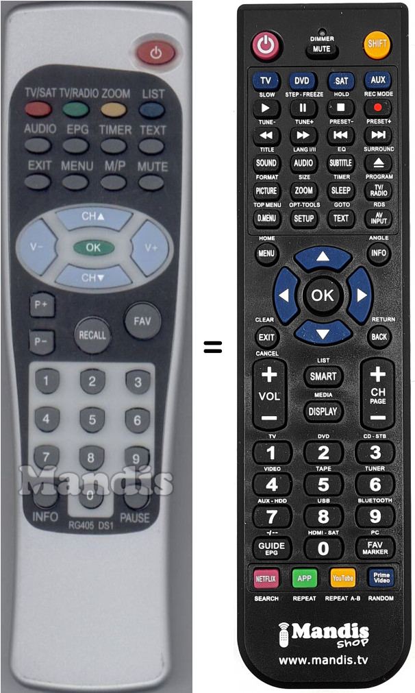 Télécommande équivalente Slim3-1