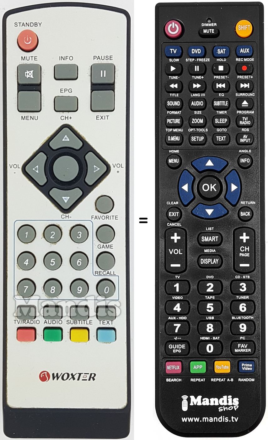 Télécommande équivalente WOX003