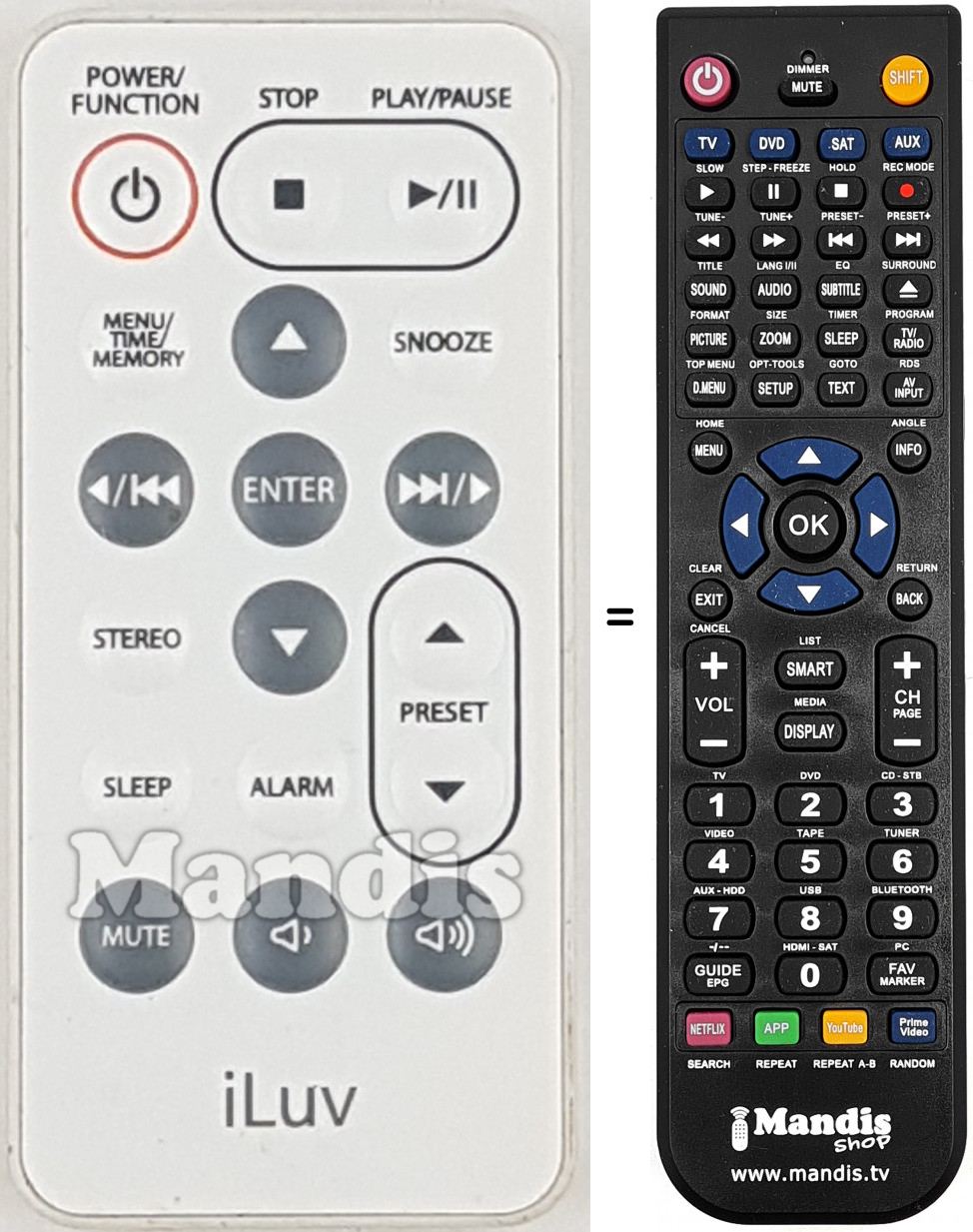 Télécommande équivalente i166