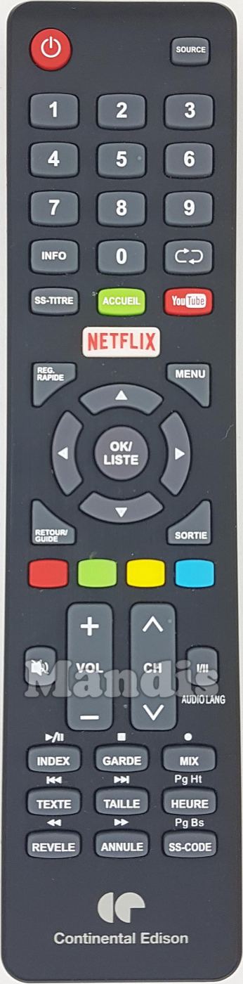 Télécommande De Remplacement Pour TV Continental Edison CELED32S0119B3 / CELED32S120B3