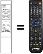 Télécommande équivalente Funai VCR5400