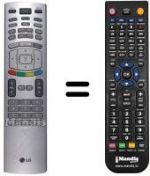 Télécommande équivalente LG WHV14254