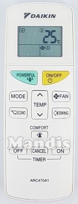 T&eacute;l&eacute;commande d'origine DAIKIN ARC470A1