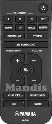 T&eacute;l&eacute;commande d'origine YAMAHA VAH0130 (VAH01300)