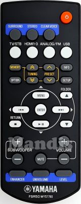 T&eacute;l&eacute;commande d'origine YAMAHA FSR50 (WY577800)