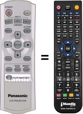 Télécommande équivalente Panasonic N2QAEA000025