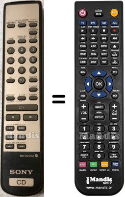 Télécommande équivalente Sony RM-DX3000 Télécommande équivalente Sony RM-DX3000
