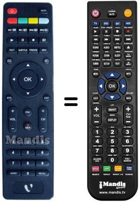 Télécommande équivalente MAJESTIC TVD 222 LED (ver. 2)