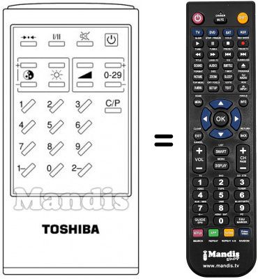 T&eacute;l&eacute;commande &eacute;quivalente Toshiba 163 F 5 W