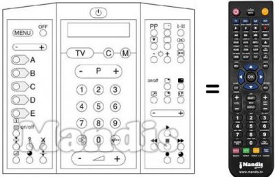 Télécommande équivalente PYE 36 FL 1890 / 93R Télécommande équivalente PYE 36 FL 1890 / 93R