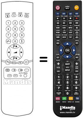 Télécommande équivalente Ingelen 5124 VT Télécommande équivalente Ingelen 5124 VT