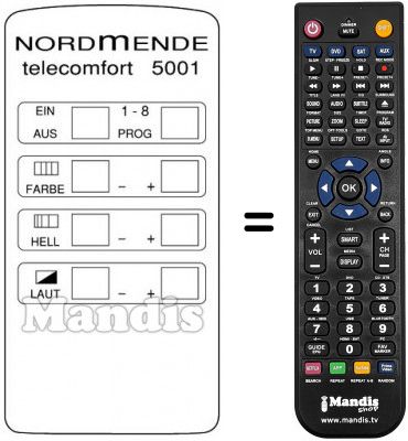 Télécommande équivalente TELECOMFORT 5001 Télécommande équivalente TELECOMFORT 5001
