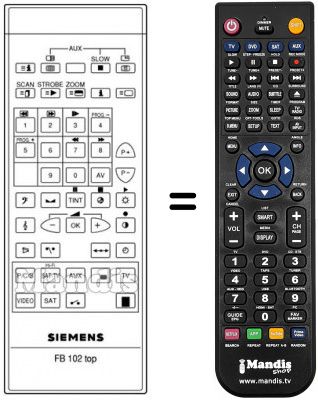 Télécommande équivalente FB 102 TOP