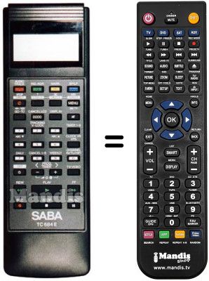 Télécommande équivalente Saba VR 6844 E Télécommande équivalente Saba VR 6844 E