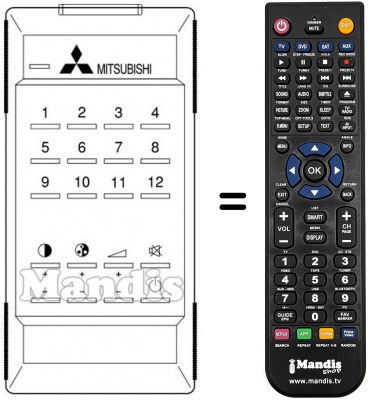 Télécommande équivalente 939P-03609 Télécommande équivalente 939P-03609