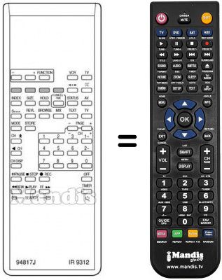 Télécommande équivalente 94817 J Télécommande équivalente 94817 J