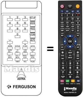 Télécommande équivalente ASTRA SRV 1-IRD Télécommande équivalente ASTRA SRV 1-IRD