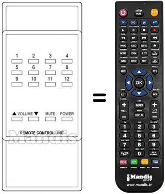 T&eacute;l&eacute;commande &eacute;quivalente REMOTE CONTROL UNIT 12 PROG
