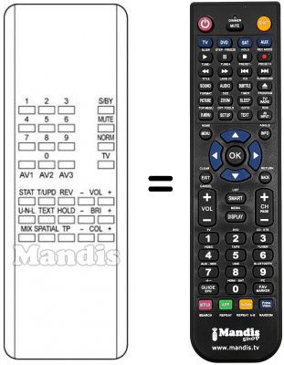T&eacute;l&eacute;commande &eacute;quivalente Hitachi CPT 2226